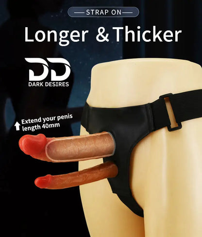 Pretty Love Hollow Strap-On Double Dildo – Adjustable Belt - Dark Desires