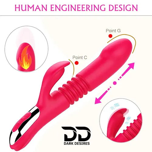 12 speed thrusting g spot clitoral rabbit vibrator Red India by DarkDesires