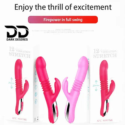 12 speed thrusting g spot clitoral rabbit vibrator Pink, Red India by DarkDesires