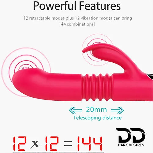 12 speed thrusting g spot clitoral rabbit vibrator Pink India by DarkDesires