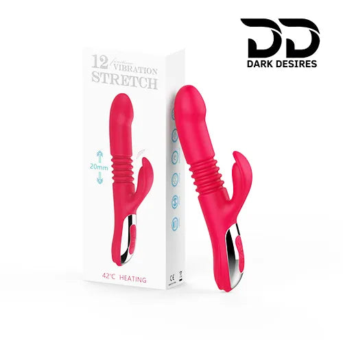 12 speed thrusting g spot clitoral rabbit vibrator Red India by DarkDesires