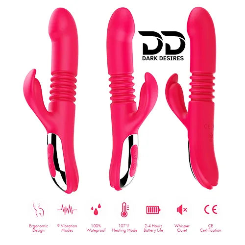 12 speed thrusting g spot clitoral rabbit vibrator Red India by DarkDesires