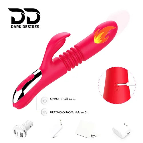 12 speed thrusting g spot clitoral rabbit vibrator Red India by DarkDesires