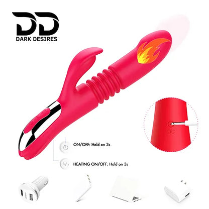 12 speed thrusting g spot clitoral rabbit vibrator Red India by DarkDesires