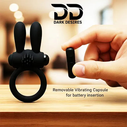 Rabbit style vibrating cock ring Black Penis Ring India by DarkDesires