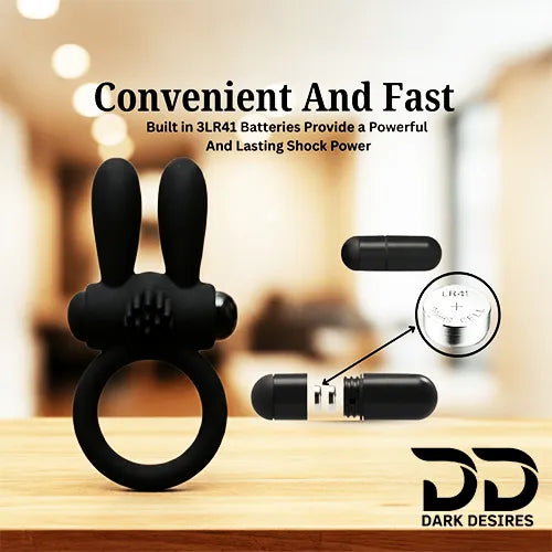 Rabbit style vibrating cock ring Black Penis Ring India by DarkDesires