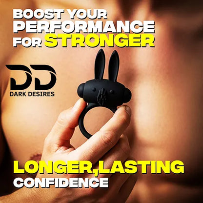 Rabbit style vibrating cock ring Black Penis Ring India by DarkDesires