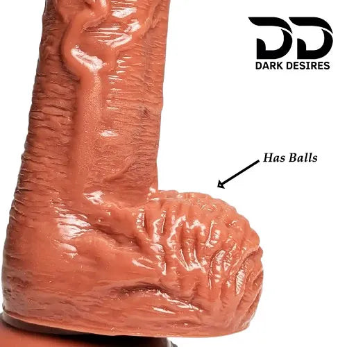 7 inch realistic dildo suction cup & balls with brown tone India by DarkDesires