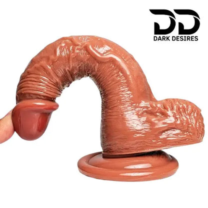 7 inch realistic dildo suction cup & balls with brown tone India by DarkDesires