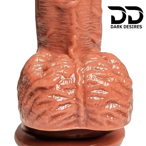 7 inch realistic dildo suction cup & balls with brown tone India by DarkDesires