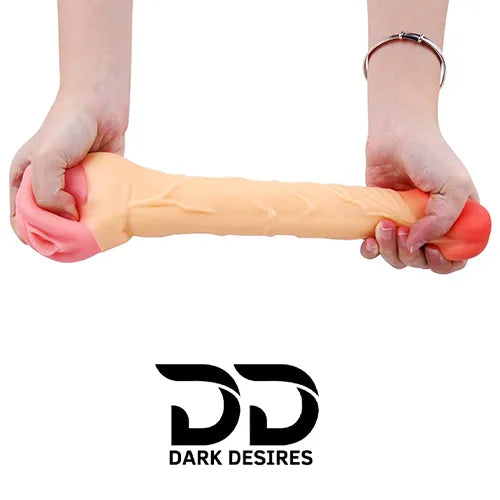 Relastic Dildo Penis Sleeve with attached Pocket Pussy flesh tone DarkDesires India
