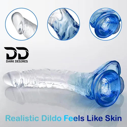 transparent jelly realistic dildo white and blue color in India By Darkdesires