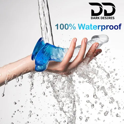 transparent jelly realistic dildo white and blue color in India By Darkdesires