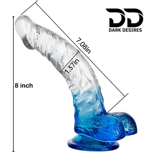 transparent jelly realistic dildo white and blue color in India By Darkdesires