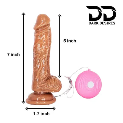 remote control 7 inch vibrating dildo suction cup skin tone India by DarkDesires