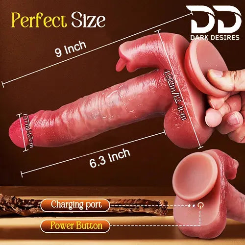 remote control automatic thrusting vibrating heating licking tongue dildo Skin Tone India By DarkDesires