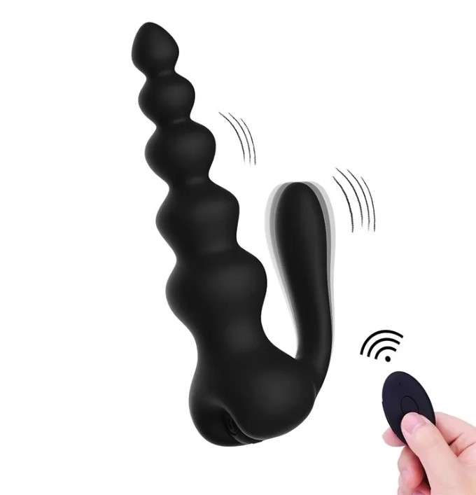 Anal Plug Vibrator Beads 3 heads with Remote