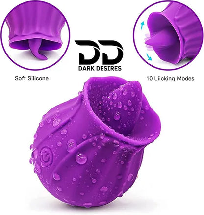 Rose Shape Tongue Clitoral Stimulator – Vibrating Massager and Licking Mode India by DarkDesires