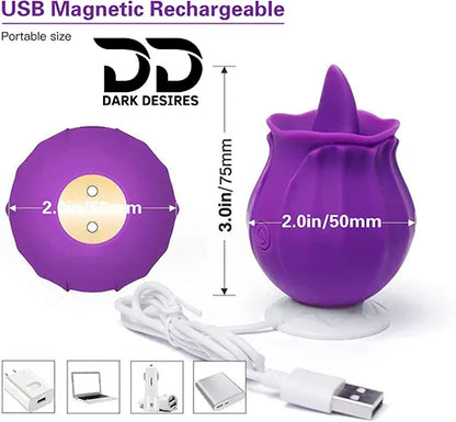 Rose Shape Tongue Clitoral Stimulator – Vibrating Massager Size Information India by DarkDesires