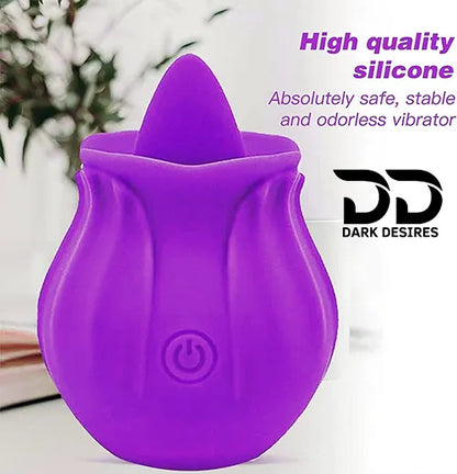 Rose Shape Tongue Clitoral Stimulator – Vibrating Massager Silicon Quality India by DarkDesires