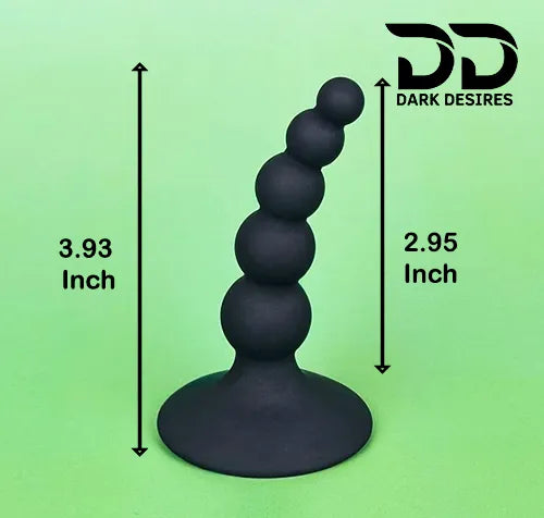 silicone anal beads butt plug with Suction base black color in India by DarkDesires
