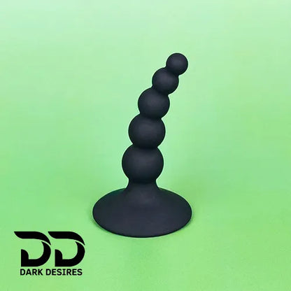 silicone anal beads butt plug with Suction base black color in India by DarkDesires