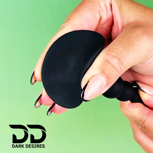silicone anal beads butt plug with Suction base black color in India by DarkDesires