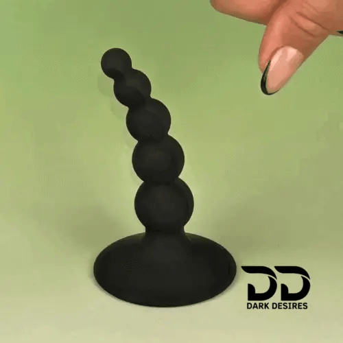 silicone anal beads butt plug with Suction base black color in India by DarkDesires
