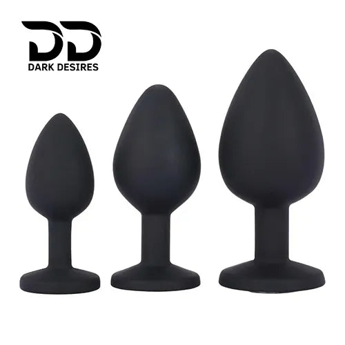 black jeweled silicone butt plug 3 piece set anal plug in India by Darkdesires