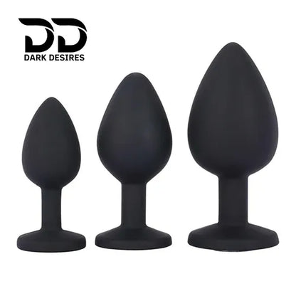 black jeweled silicone butt plug 3 piece set anal plug in India by Darkdesires