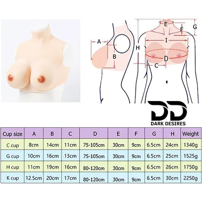 silicone breast forms fake boobs silicone chest high collar realistic wearable breast prosthetic India skin Tone By DarkDesires