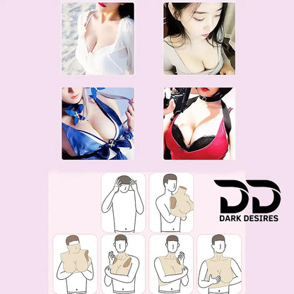 silicone breast forms fake boobs silicone chest high collar realistic wearable breast prosthetic India skin Tone By DarkDesires