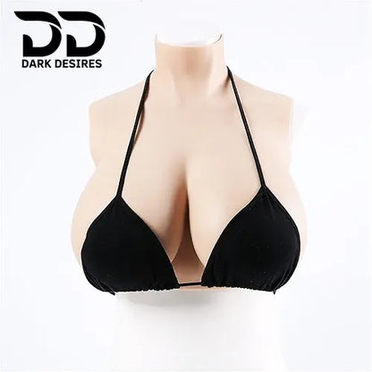 silicone breast forms fake boobs silicone chest high collar realistic wearable breast prosthetic India skin Tone By DarkDesires