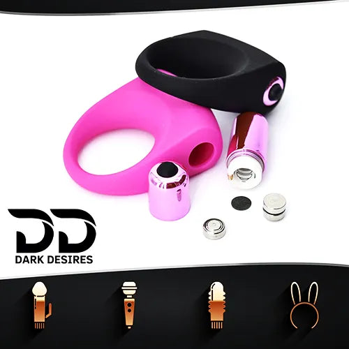 Silicone Ejaculation Delay Cock Ring Vibrating Penis Ring Black and Pink  India By DarkDesires