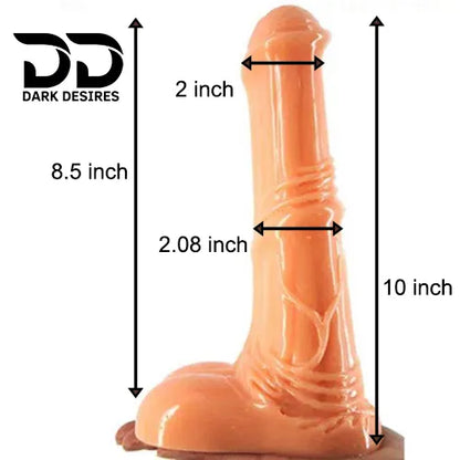 10 inch silicone horse dildo in India. Skin tone design with strong suction base for stable use India Darkdesires