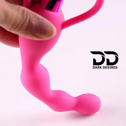 soft flexible silicone vibrating anal beads butt plug pink color India by DarkDesires