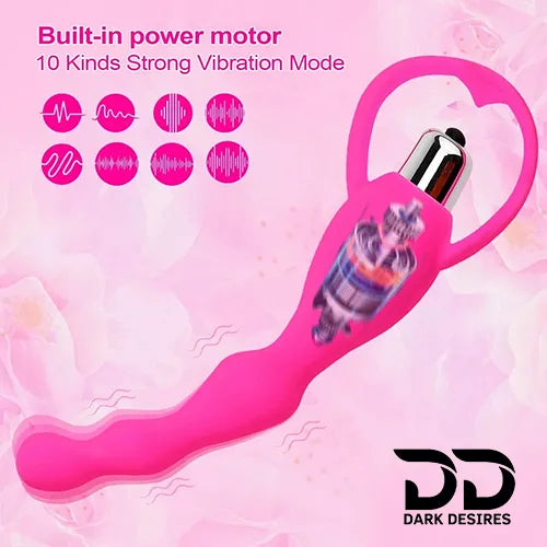 soft flexible silicone vibrating anal beads butt plug pink color India by DarkDesires