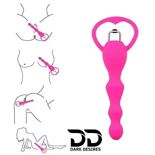 soft flexible silicone vibrating anal beads butt plug pink color India by DarkDesires
