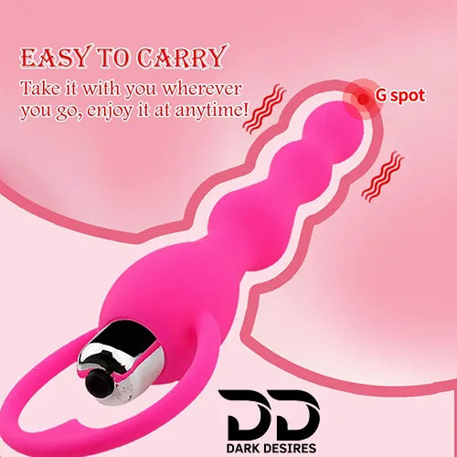 soft flexible silicone vibrating anal beads butt plug pink color India by DarkDesires