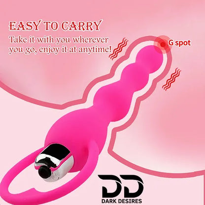 soft flexible silicone vibrating anal beads butt plug pink color India by DarkDesires