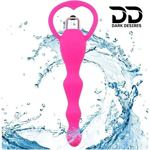 soft flexible silicone vibrating anal beads butt plug pink color India by DarkDesires