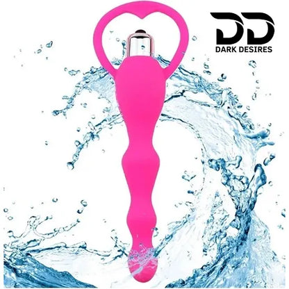 soft flexible silicone vibrating anal beads butt plug pink color India by DarkDesires
