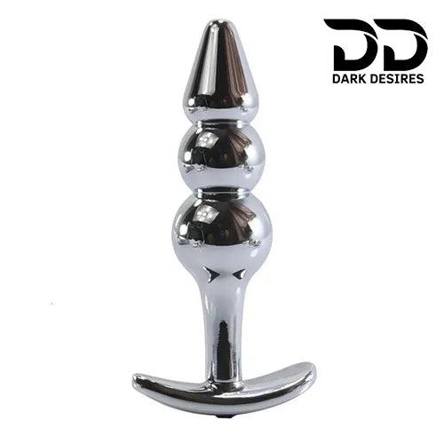 Stainless steel metal anal plug with 3 beads in India By Darkdesires