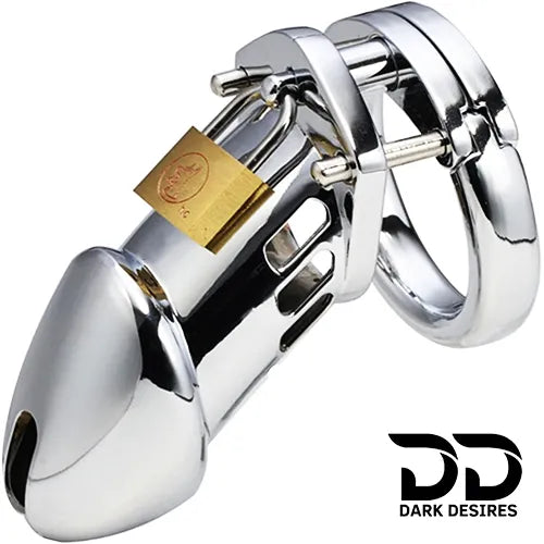 Stainless steel chastity cage in India secure and breathable design DarkDesires