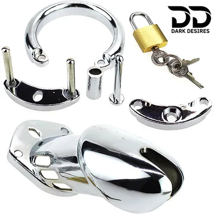 Stainless steel chastity cage in India secure and breathable design DarkDesires