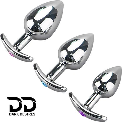 3 size stainless steel butt plug trainer kit India by Darkdesires