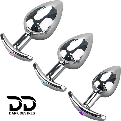 3 size stainless steel butt plug trainer kit India by Darkdesires