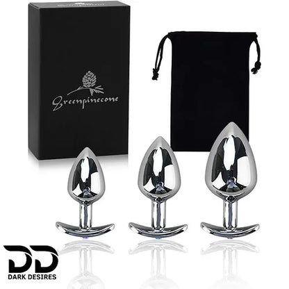 3 size stainless steel butt plug trainer kit India by Darkdesires
