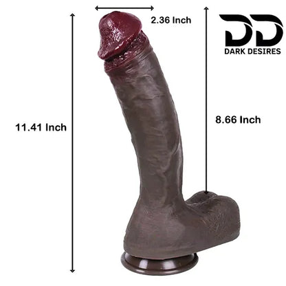11 Inch Extra Long huge Realistic Strap-On Dildo Black Silicone India by DarkDesires