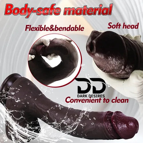 11 Inch Extra Long huge Realistic Strap-On Dildo Black Silicone India by DarkDesires